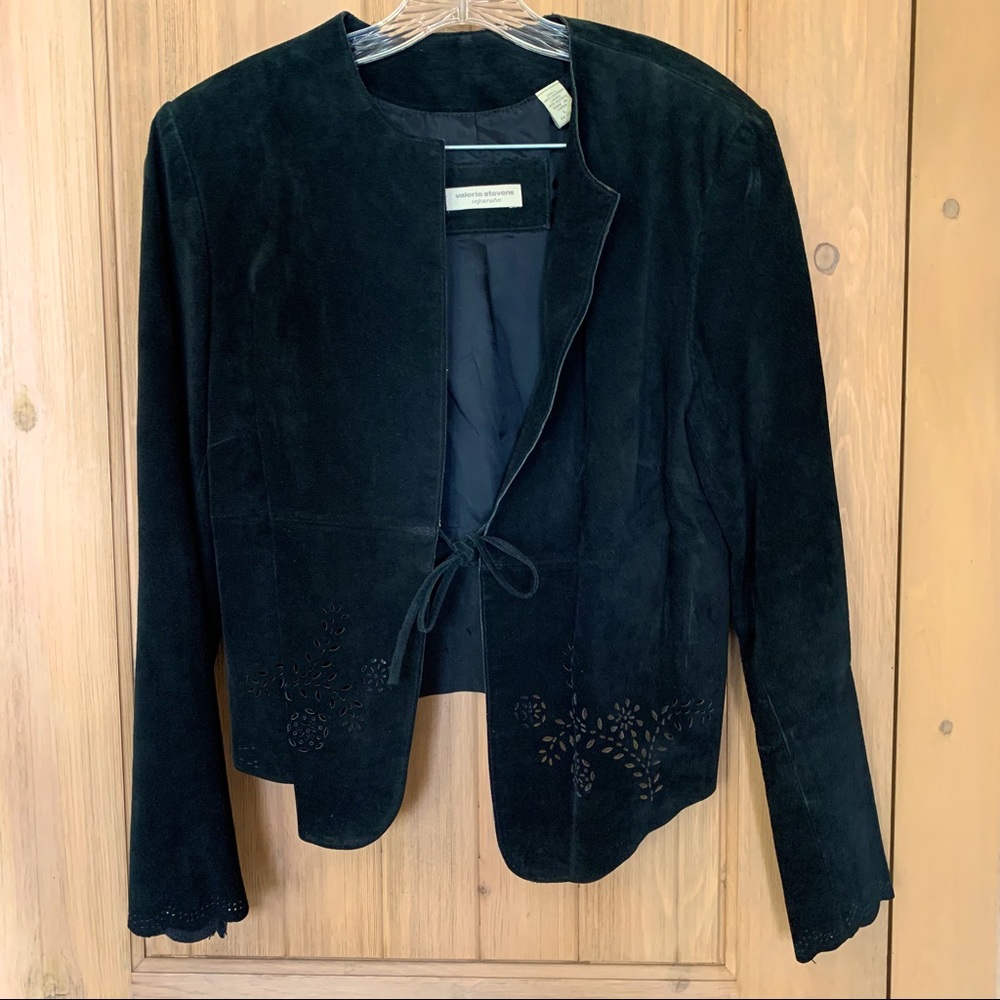Black suede crop jacket